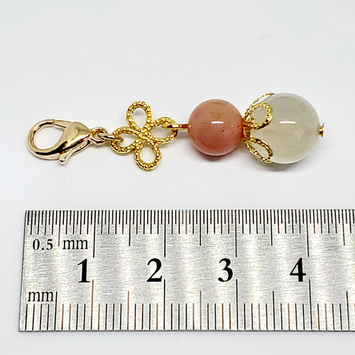 天然石＊ムーンストーン&ピンクオパール＊ストラップ/チャーム