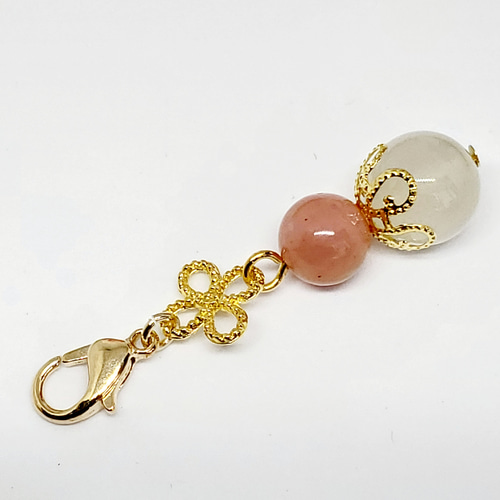 天然石＊ムーンストーン&ピンクオパール＊ストラップ/チャーム