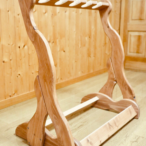 24時間以内に発送】手作り木工 木製ギタースタンド （チーク）5本掛け  