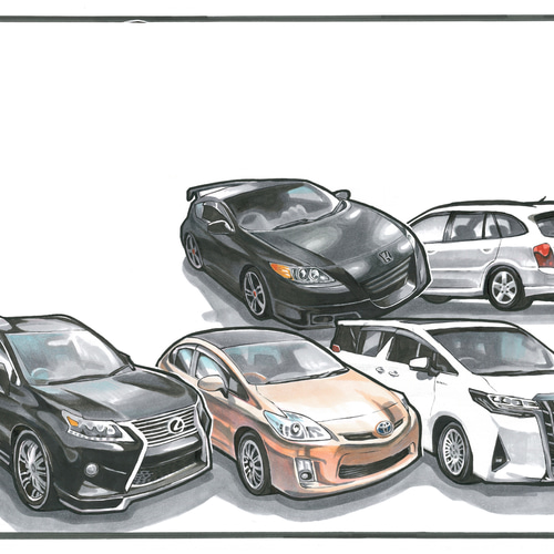 車・バイク・似顔絵 オーダー （通常タッチ） イラスト 似顔絵