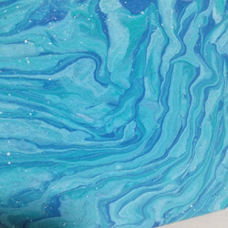 原画　アクアブルー　ターコイズブルー　ブルー　マーブル　海　青　ポーリングアート　フルイドアート　抽象画　　NO.93 2枚目の画像