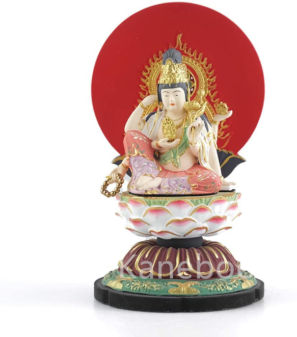 中国古玩 細密 観音菩薩像 美術 仏像 彩色 蓮 瞑想 ピンク 桃色
