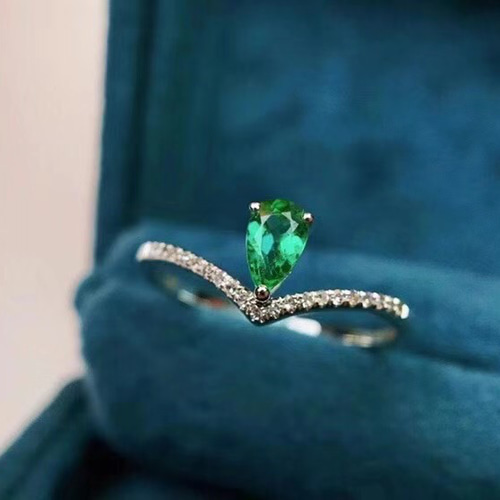 天然無処理 エメラルド デザインリング シルバーs925 指輪・リング