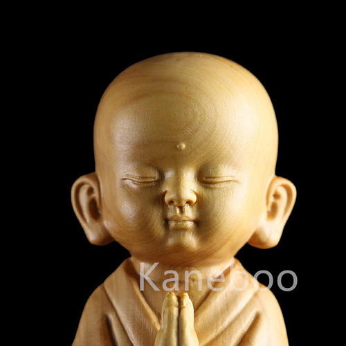 禅意 小坊主 木製彫刻 置物 職人手作 彫刻 Kaneboo 通販｜Creema
