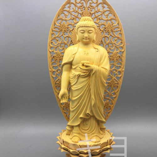極上品 阿弥陀如来三尊 観音菩薩 勢至菩薩 仏師彫り 仏教工芸品 木彫