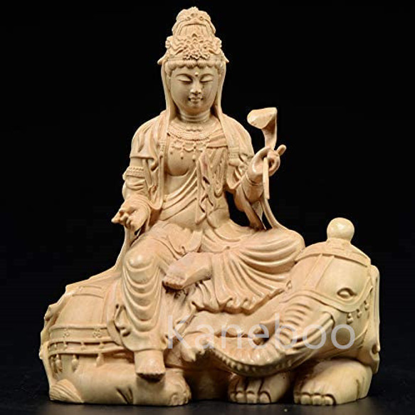 彫刻 普賢菩薩 木彫仏像 彫刻 高級木彫り ミニ型 彫刻 Kaneboo