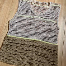 手編み　夏物　Ｖネックベスト 1枚目の画像