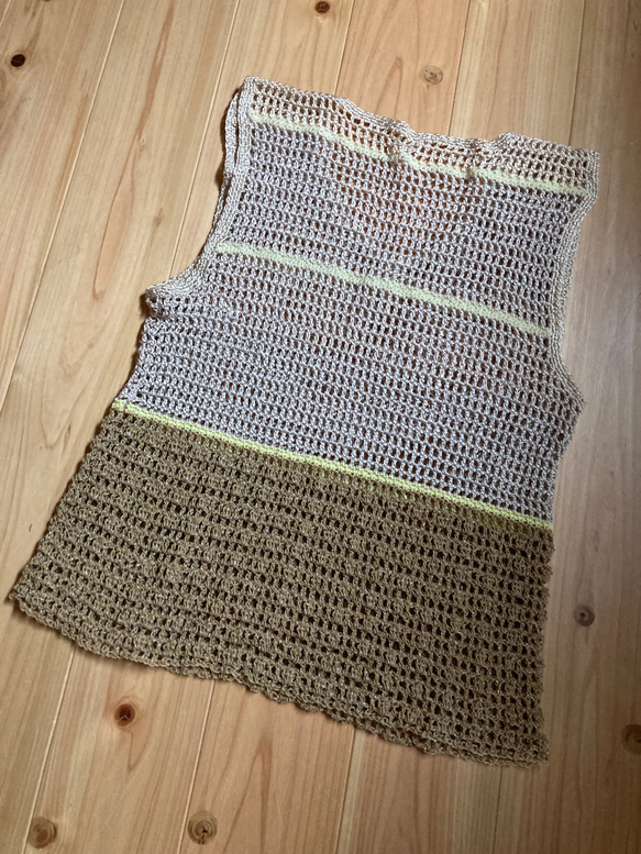 手編み　夏物　Ｖネックベスト 4枚目の画像