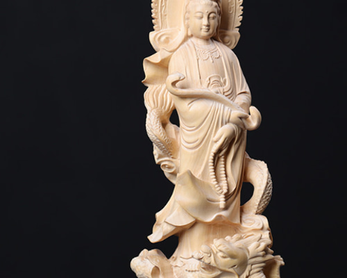 【修縁堂】仏像 精密細工　極上品　仏教工芸　木彫仏像 御龍観音 古美術品 修縁堂】仏像 精密細工 極上品 仏教工芸 木彫仏像 御龍観音 古