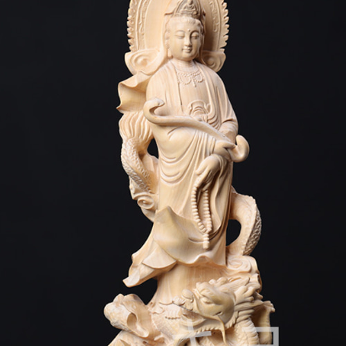 御龍観音 精密細工 仏教 木彫仏像 観音菩薩 彫刻工芸品 彫刻 キヨ 通販