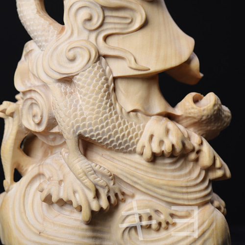 御龍観音 精密細工 仏教 木彫仏像 観音菩薩 彫刻工芸品 彫刻