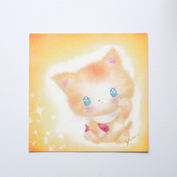 【複製画】「ハッピー招き猫ちゃん」　正月　元旦　パステルアート　動物　ねこ　イラスト 6枚目の画像