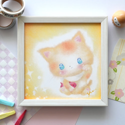 【複製画】「ハッピー招き猫ちゃん」　正月　元旦　パステルアート　動物　ねこ　イラスト 8枚目の画像