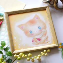 【複製画】「ハッピー招き猫ちゃん」　正月　元旦　パステルアート　動物　ねこ　イラスト 3枚目の画像