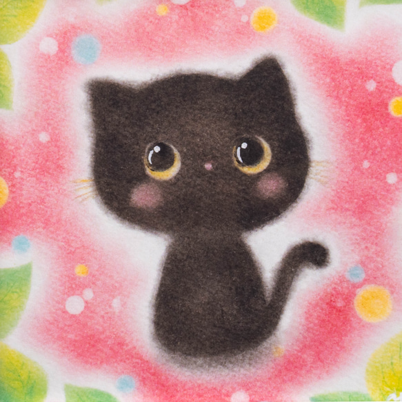 【複製画】「おすましな黒猫ちゃん」　パステルアート　かわいい　ネコ　ねこ　動物　イラスト 2枚目の画像
