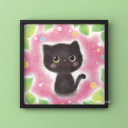 【複製画】「おすましな黒猫ちゃん」　パステルアート　かわいい　ネコ　ねこ　動物　イラスト 6枚目の画像