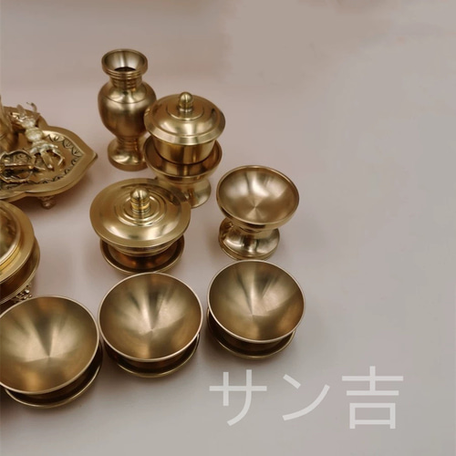 仏教美術 法器セット 真言宗 21点セット 密教法具 一面器 真鍮製 仏教美術 法器セット 真言宗 21点セット 密教法具 一面器 真鍮製