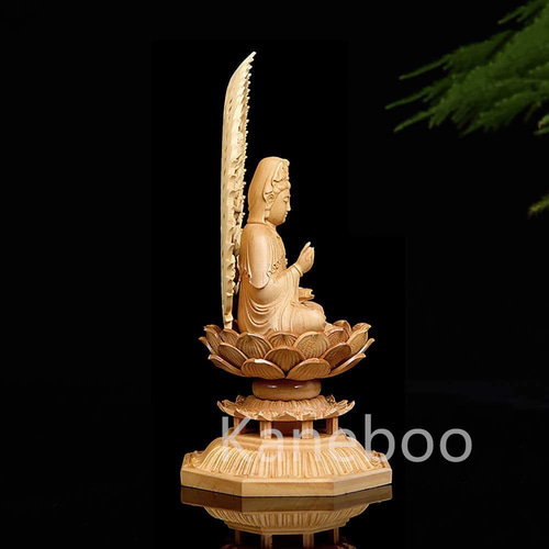 木彫り 観世音菩薩 観音像 観音菩薩 ミニ 仏壇仏像 柘植の木