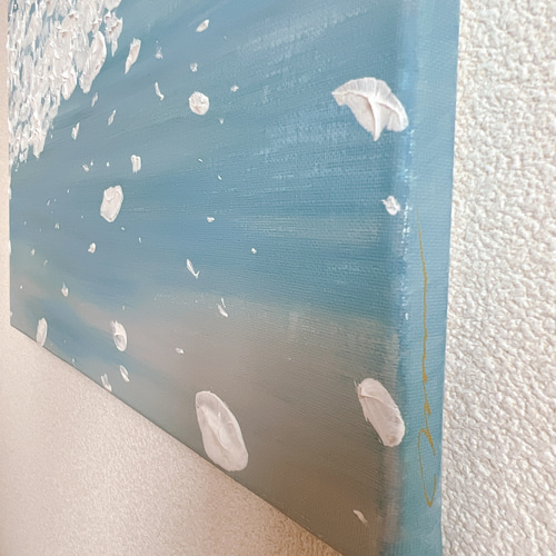 SAKURA - 白 青 桜 光 絵画 インテリア アート シンプル モダン