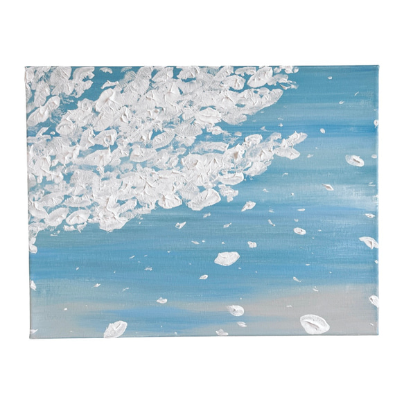 SAKURA - 白 青 桜 光 絵画 インテリア アート シンプル モダン
