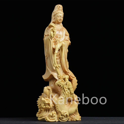 ズーロン　仏教美術　勝広作　木彫　観音菩薩像　仏像　置物　C　6706 ズーロン 仏教美術 勝広作 木彫 観音菩薩像 仏像 置物 C 6706