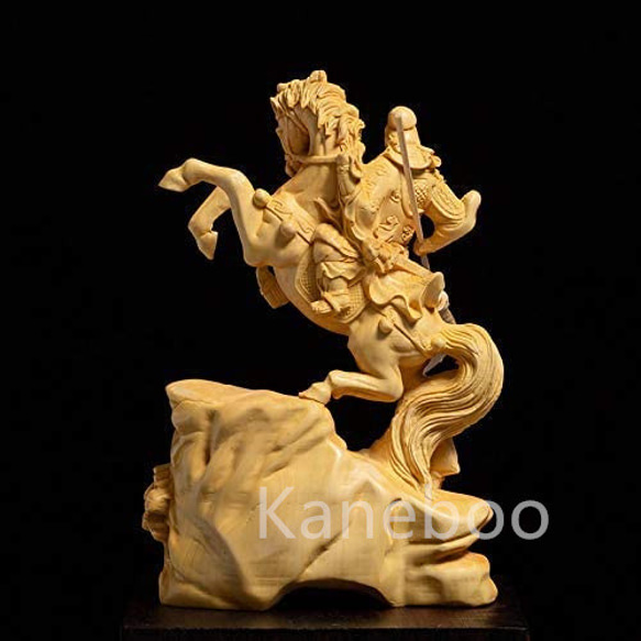 三国志 関羽 雲長 フィギュア 青龍偃月刀 柘植の木 木彫 置物 木製彫刻 5枚目の画像