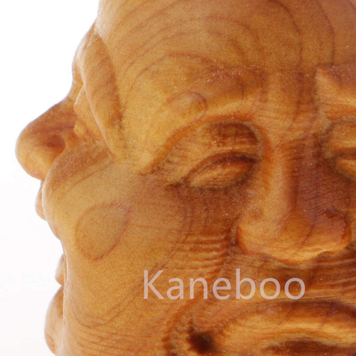 2個 木彫り 仏像 喜怒哀楽 仏頭 多面彫刻 置物 ミニ 工芸品 彫刻