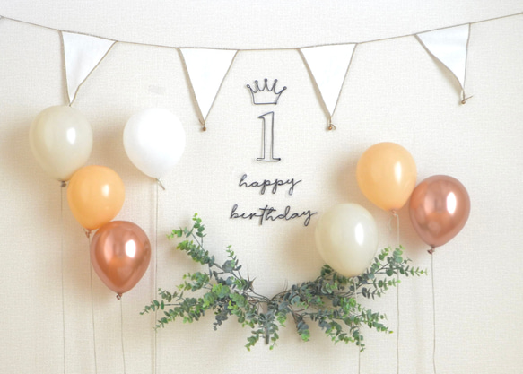ハッピーバースデー1歳　誕生日ワイヤー　壁飾り 1枚目の画像