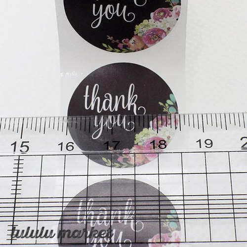 サンキューシール 100枚 ラッピング Thankyou （ライトブルーmix）ab