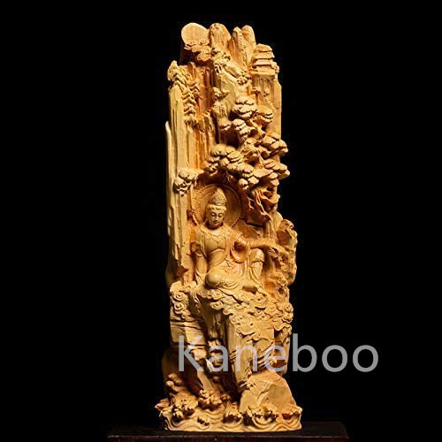 仏教美術 木彫 水月観音菩薩像 仏像 珍品 木彫り 仏像 水月観音菩薩像 彫刻 仏教工芸品 柘植材 仏師