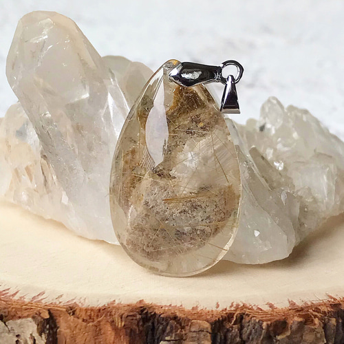 タイチンルチルクォーツペンダントトップ龍彫 【公式通販】