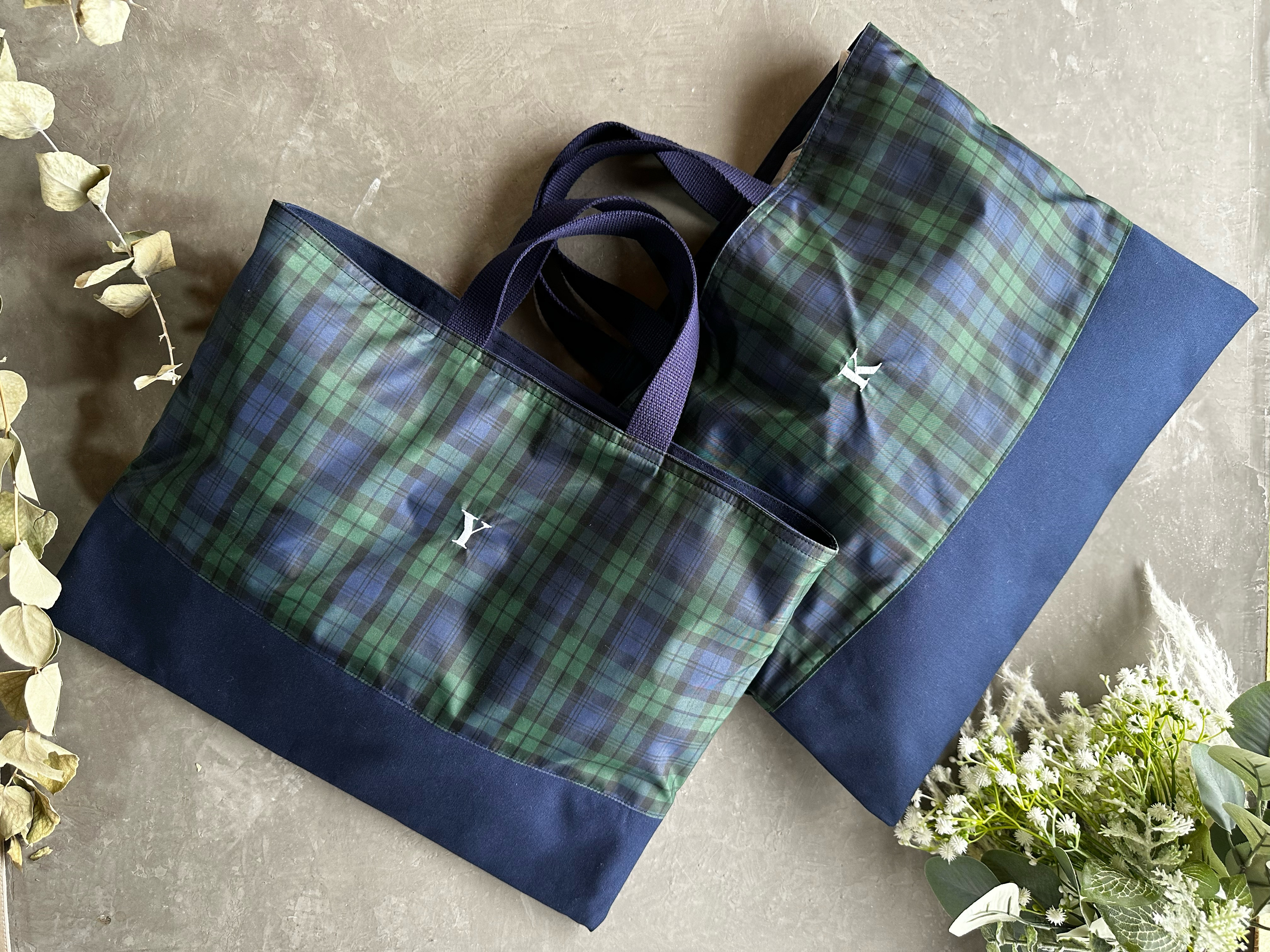 【軽くて撥水!!】イニシャル刺しゅう/レッスンバッグ/入園入学セット　シンプル　絵本バッグ