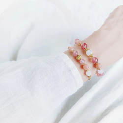 【刻在你心裡】愛情手環/太陽石/粉晶/草莓晶/月光石/日本蠶絲線 第1張的照片