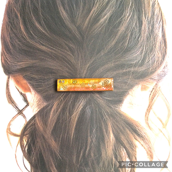 ☆和風のヘアークリップ☆髪飾り 髪留め バレッタ アクセサリー　赤　レッド　ブルー　青　黄色　イエロー 5枚目の画像