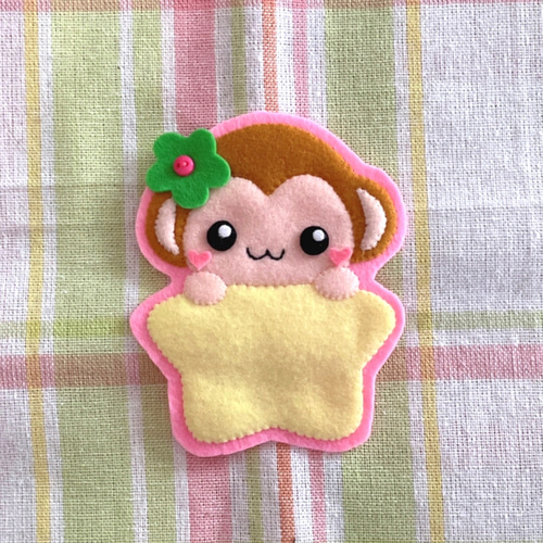 さると星 フェルト名札 ワッペン その他入園グッズ pikataka