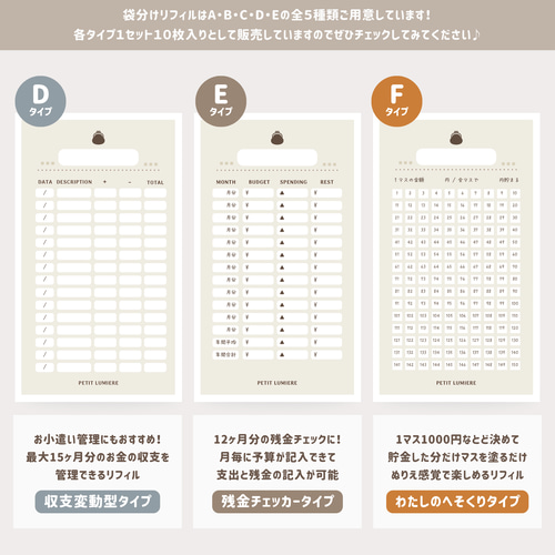 10枚入⭐️袋分け管理リフィル/印字無料！イラスト変更無料 