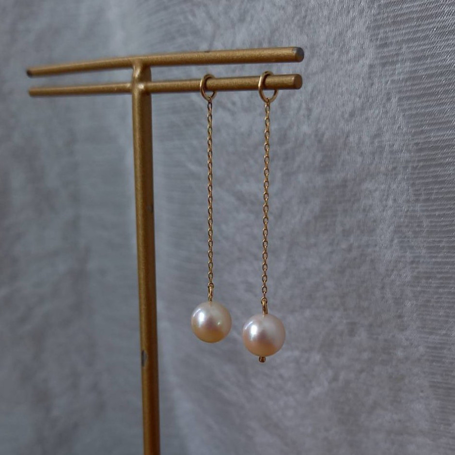 7㎜　アコヤバールロングチャーム　K18