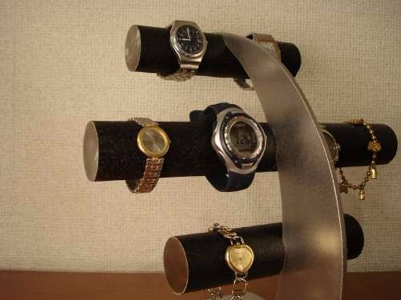 ウォッチスタンド　名入れ　刻印　ラッピング　ブラック8本掛け腕時計スタンド　指輪スタンドバージョン　 6枚目の画像