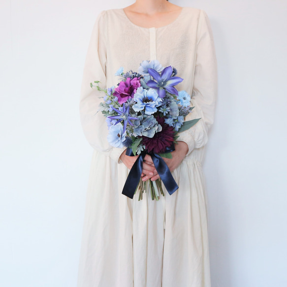 アネモネとクレマチスのブルーブーケ＆ブートニアset 