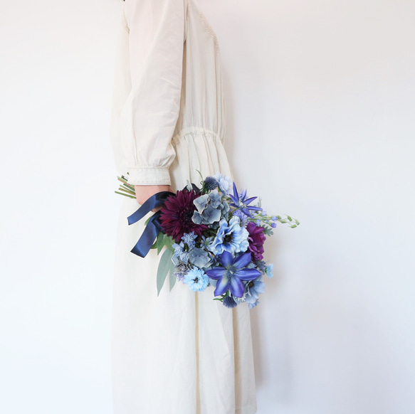 アネモネとクレマチスのブルーブーケ＆ブートニアset 