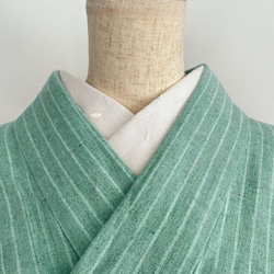 シンプル爽やか 綿麻 蔓の刺繍の半衿 ハンドメイド半襟 白 2枚目の画像