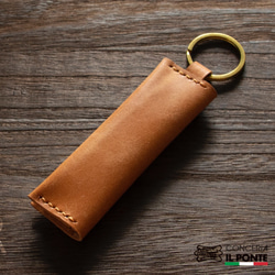 【受注制作】【イタリアンレザー】マヤ　手縫いキーホルダー財布　キャメル　本革 2枚目の画像