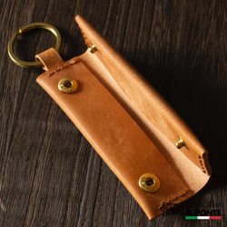 【受注制作】【イタリアンレザー】マヤ　手縫いキーホルダー財布　キャメル　本革 3枚目の画像