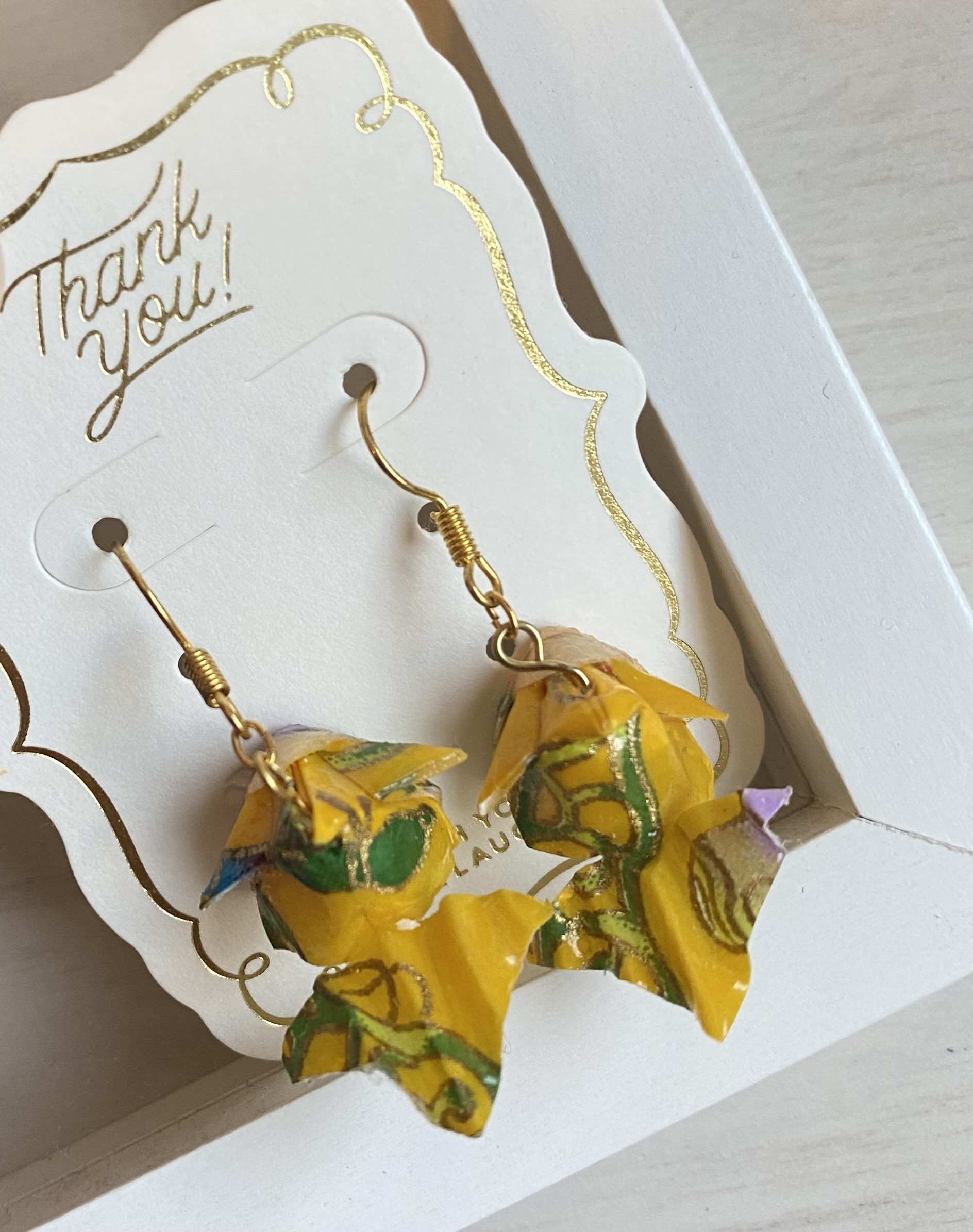 黄色＊和紙で作った金魚のピアス/イヤリング イヤリング