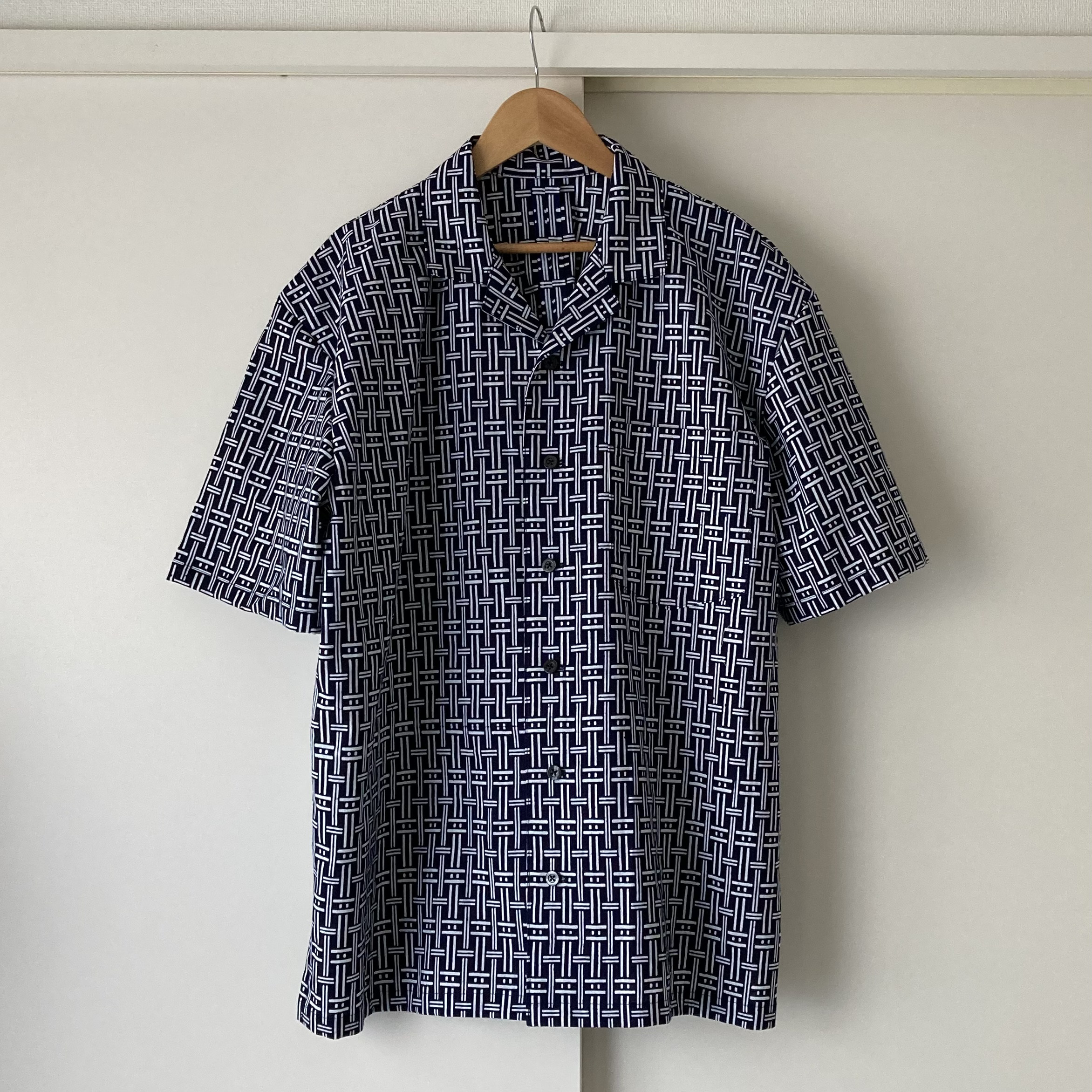 浴衣で作ったアロハシャツ　二重格子