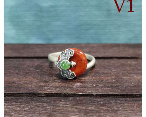 アジアの手仕事 925銀 シルバー 5月 天然石 リング 南紅瑪瑙