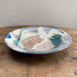藁灰釉とエメラルドグリーンの流れ　梅鉢 6枚目の画像