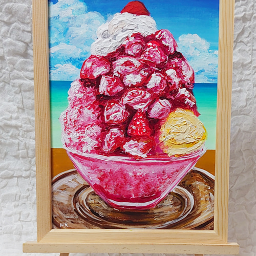 油絵 絵画 【苺かき氷 】 絵画 HR 通販 14235087｜Creema