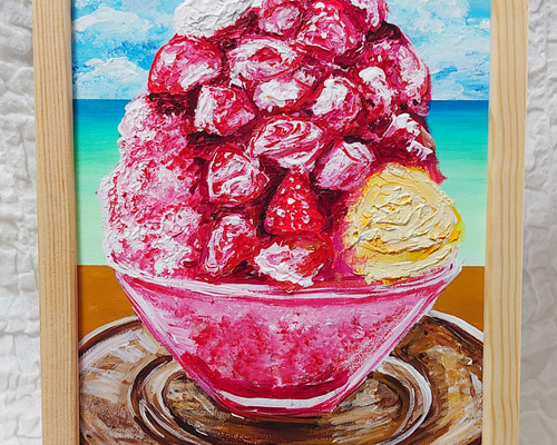 油絵オブジェ【いちごのタルト】 絵画 HR 通販 15653870