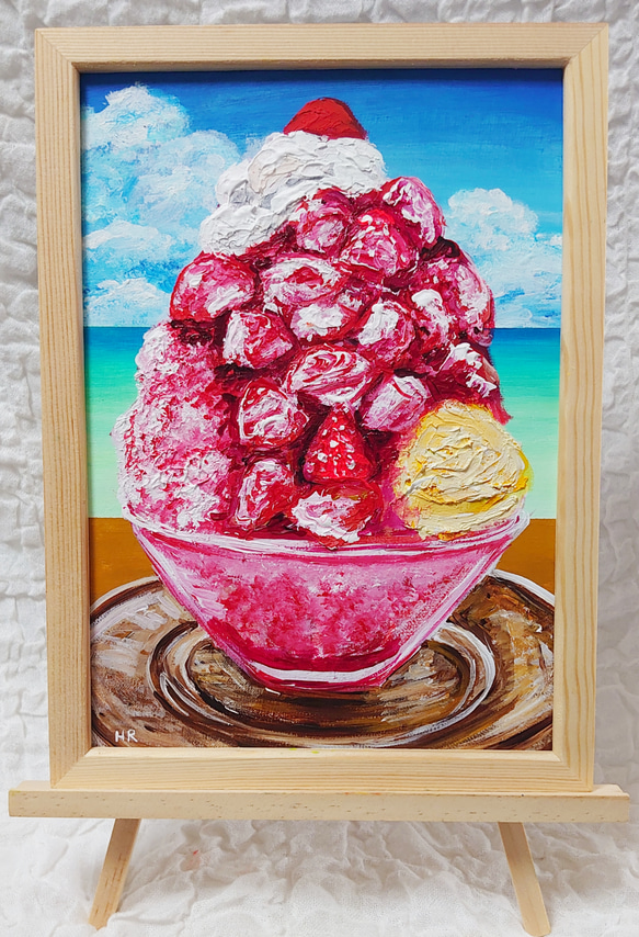 油絵 絵画 【苺かき氷 】 絵画 HR 通販 14235087｜Creema(クリーマ)